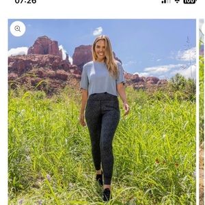 Senita Studi Skin Joggers Black and Evergreen Terrain Print Small 25inch inseam